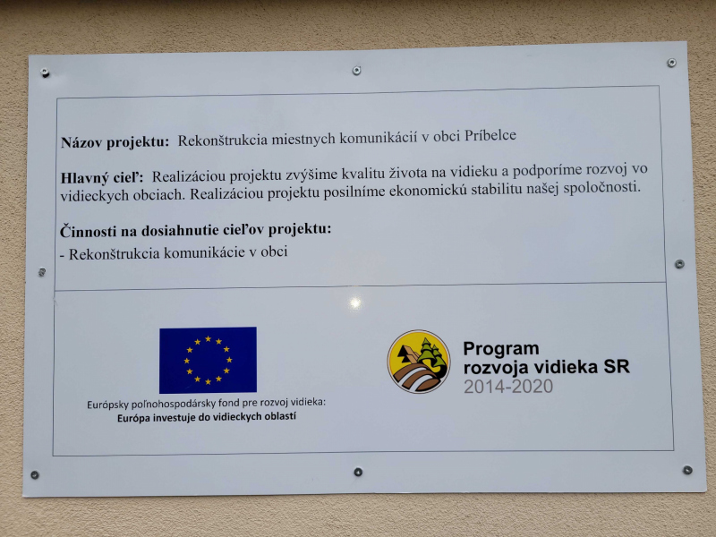 Rekonštrukcia miestnych komunikácií v obci Príbelce 