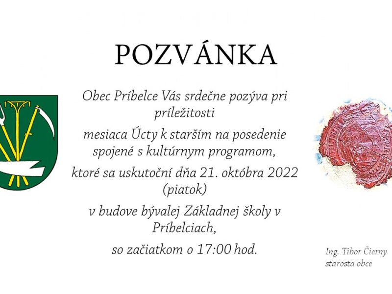 Posedenie - Úcta k starším  október 2022 